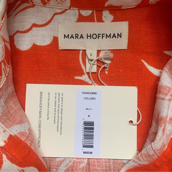 Mara Hoffman Hemp Shirtdress in Orange Floral - Fits M/L - Picture 9 of 12